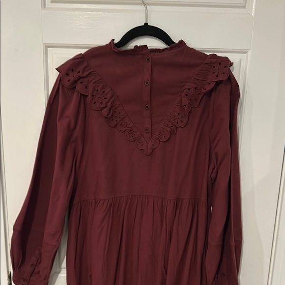NWT Madewell Chic Burgundy Eyelet Dress - Picture 7 of 9